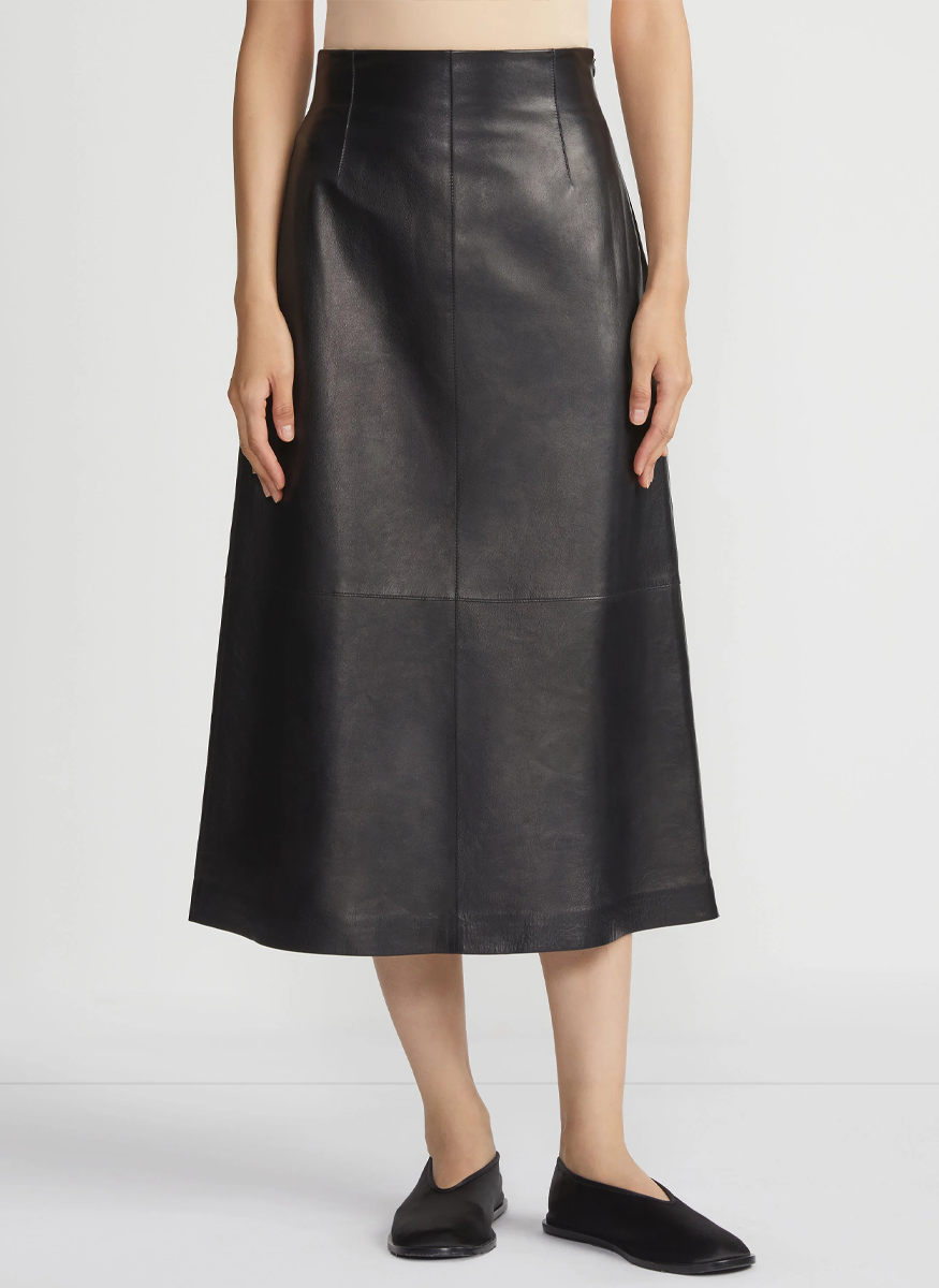 Nappa Lambskin Leather High-Waisted Skirt - Lafayette 148 New York