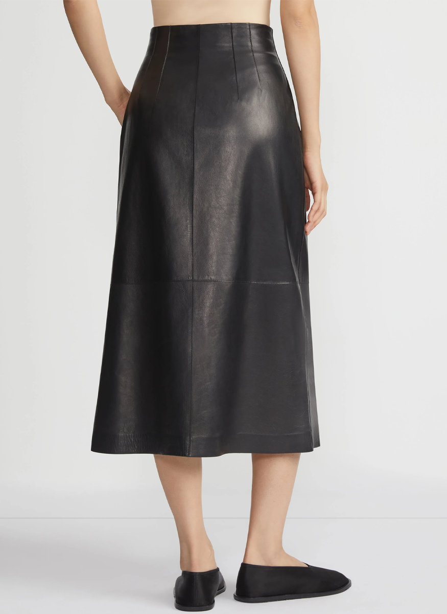 Nappa Lambskin Leather High-Waisted Skirt - Lafayette 148 New York