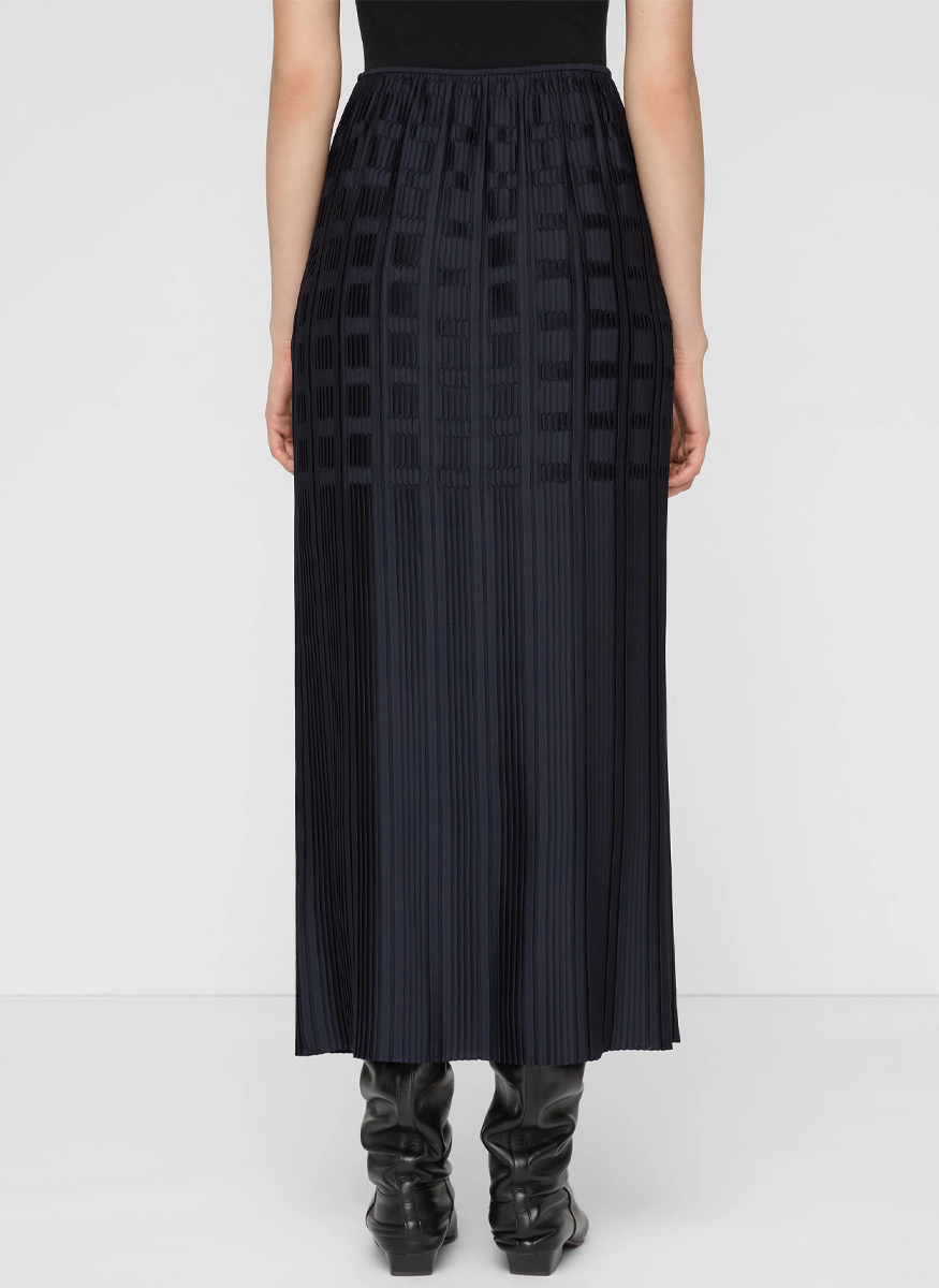 Recycled Satin Basketweave Plissé Skirt - Lafayette 148 New York