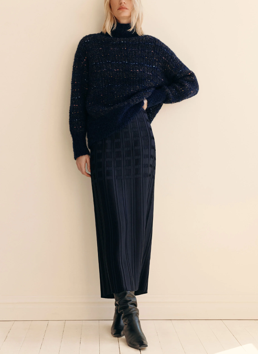 Recycled Satin Basketweave Plissé Skirt - Lafayette 148 New York