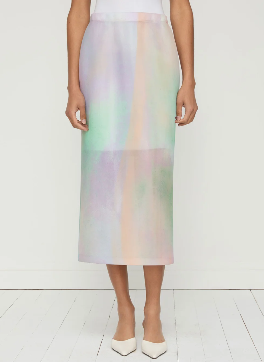 Aurora Print Neoprene Straight Midi Skirt - Lafayette 148 New York