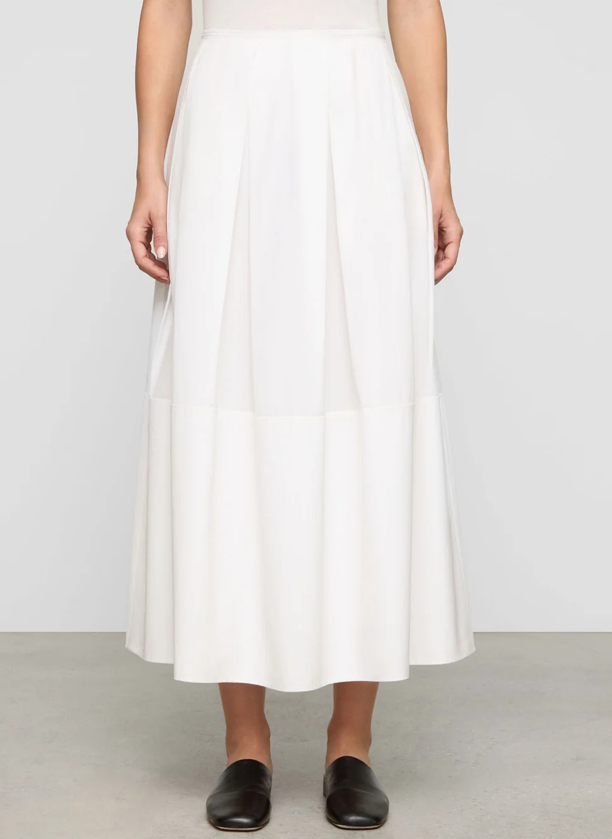 Organic Cotton Poplin A-Line Midi Skirt - Lafayette 148 New York