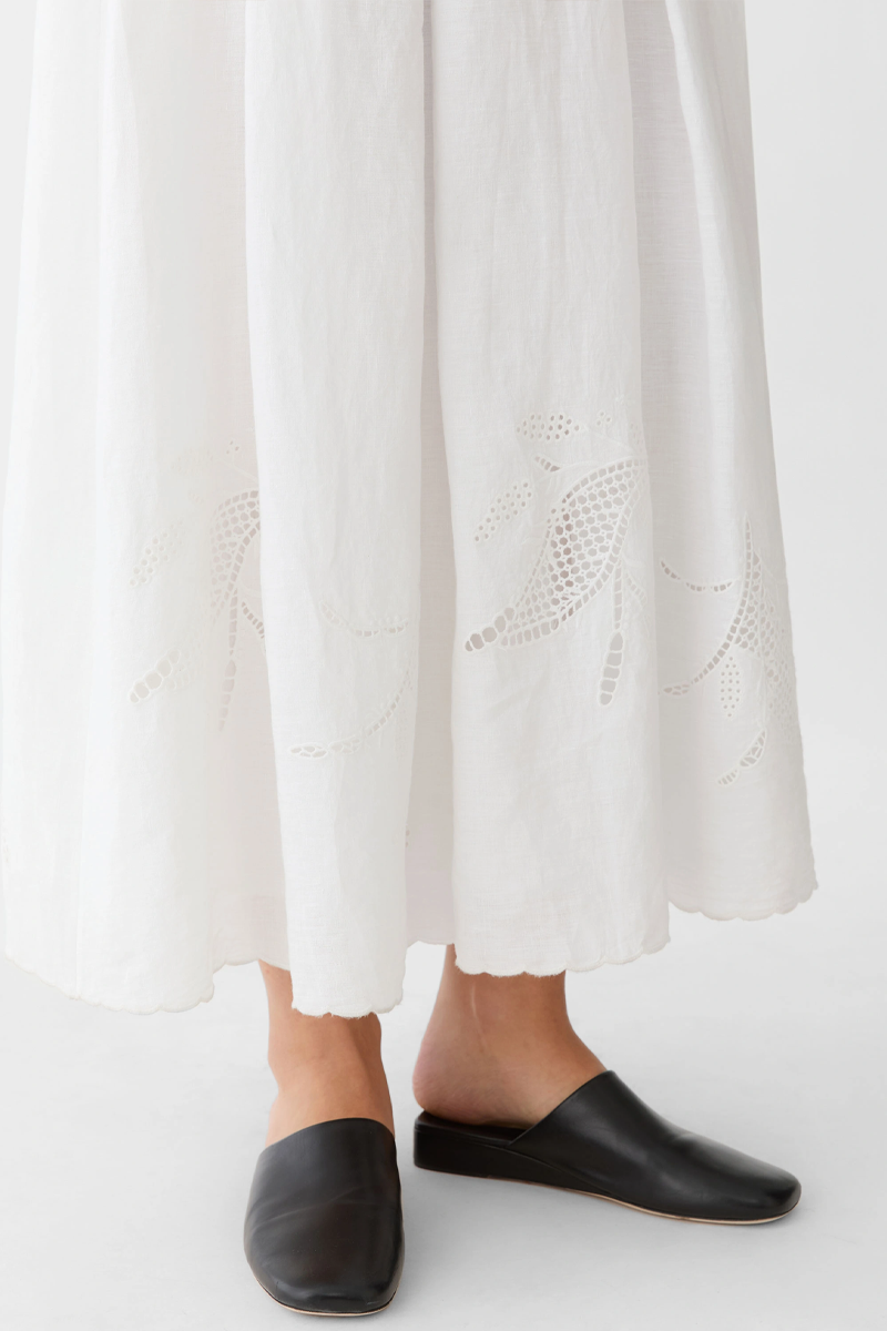 Organic Linen Embroidered Cutout Maxi Skirt - Lafayette 148 New York