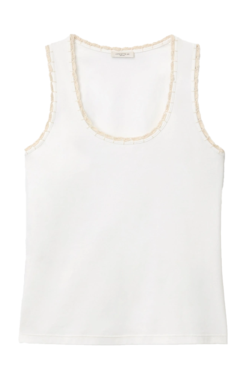 Cotton Rib Crochet Trim Tank