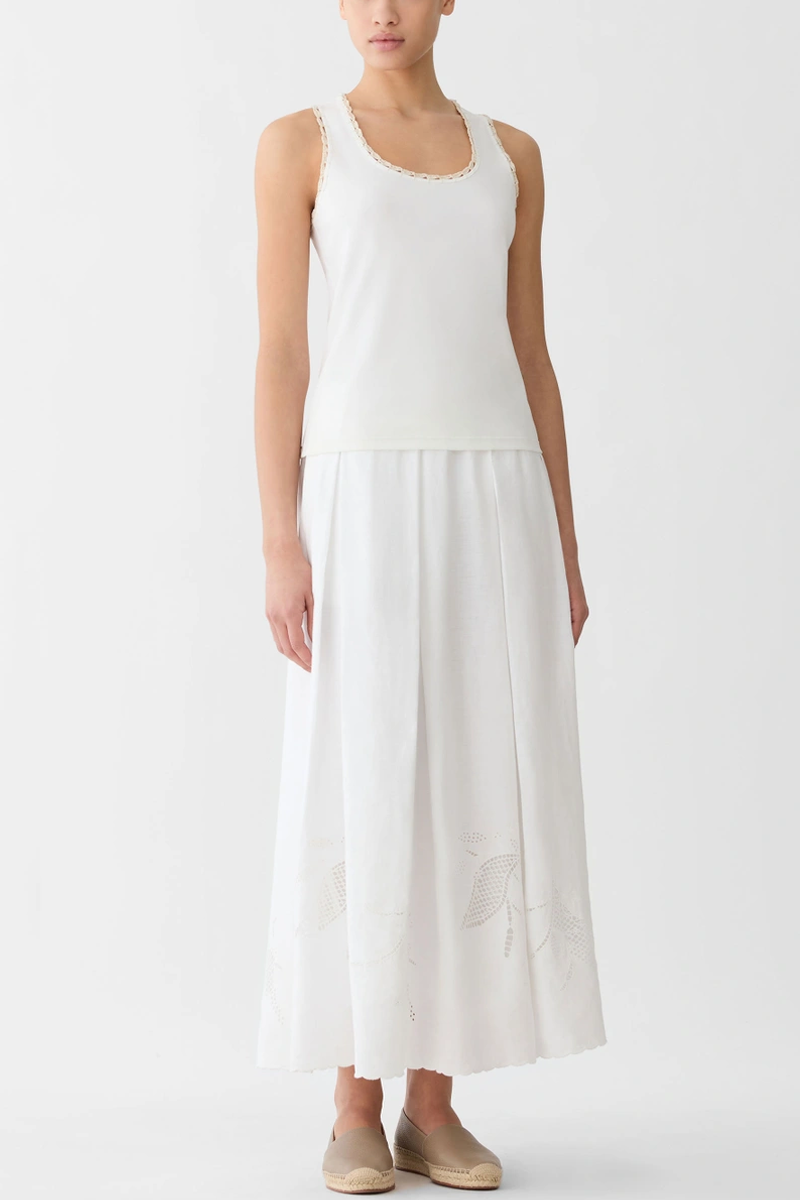 Cotton Rib Crochet Trim Tank