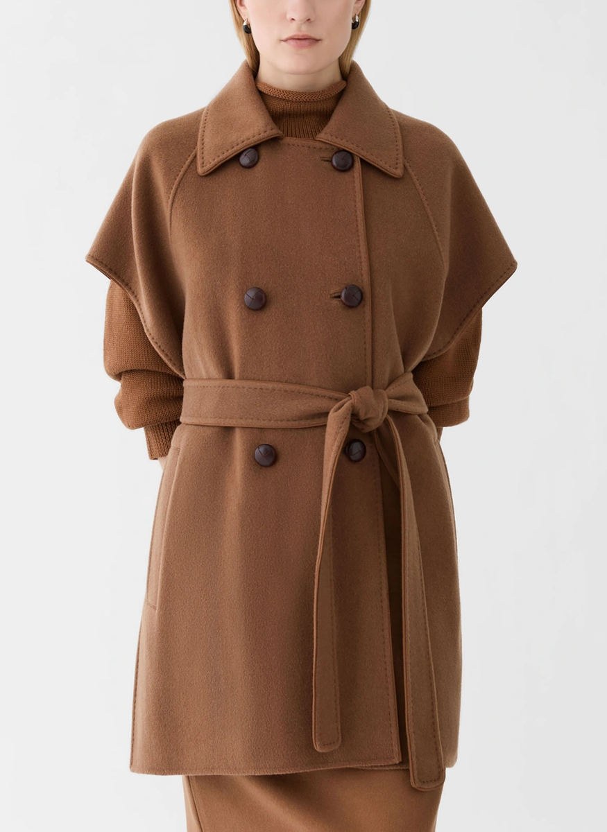 Cashmere Double Face Belted Trench Poncho - Lafayette 148 New York