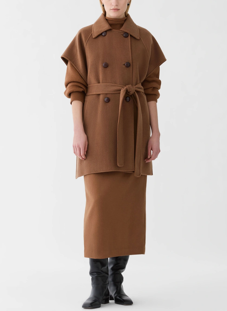 Cashmere Double Face Belted Trench Poncho - Lafayette 148 New York