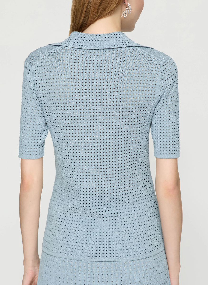 Pointelle Stitch Polo - Lafayette 148 New York