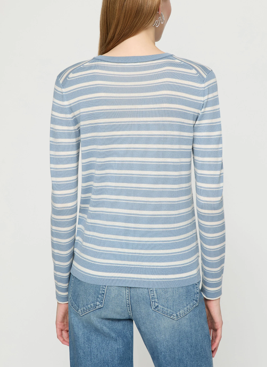 Stripe Fine Gauge Cashmere Crewneck Sweater - Lafayette 148 New York