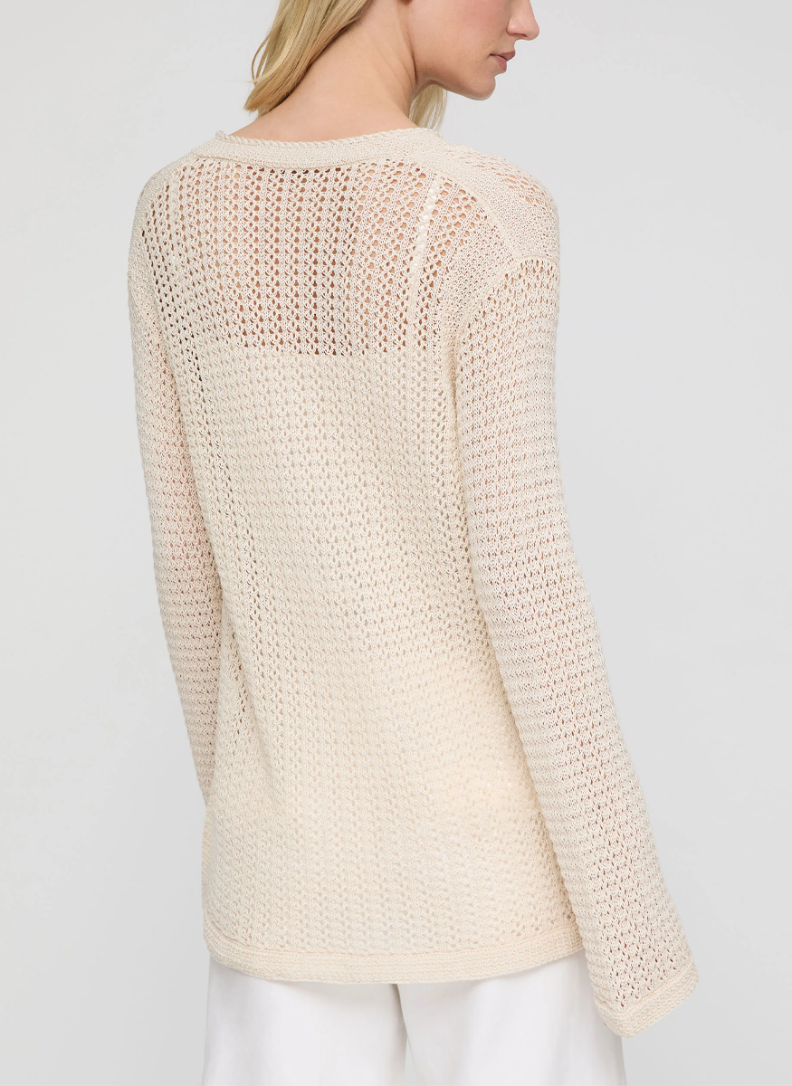 Hand Beaded Cotton Open Knit Tunic - Lafayette 148 New York