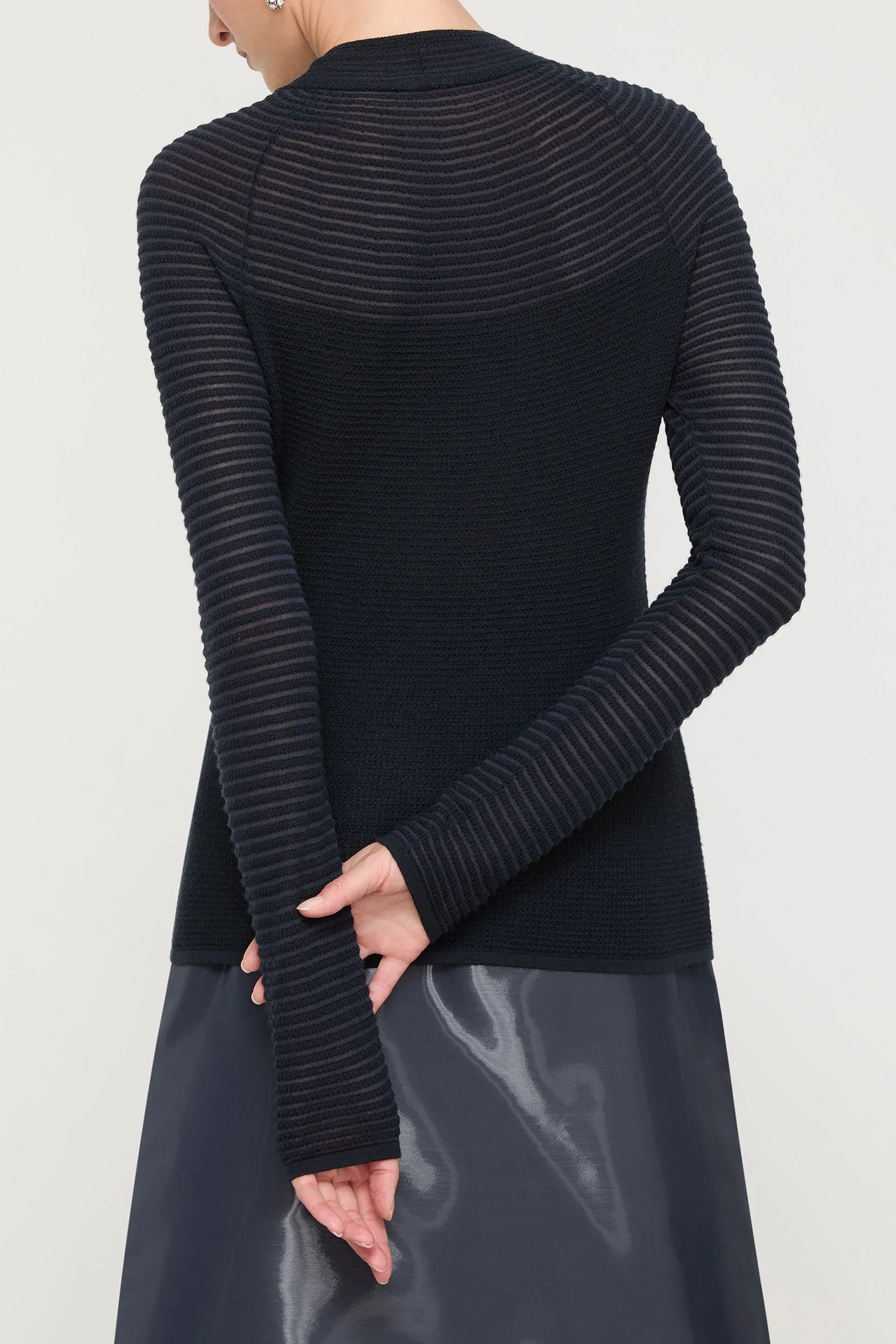 Responsible Fine Gauge Merino Textured Stripe Sweater - Lafayette 148 New York