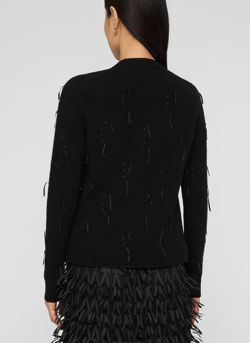Hand Embellished Ribbon Cashmere Cardigan - Lafayette 148 New York