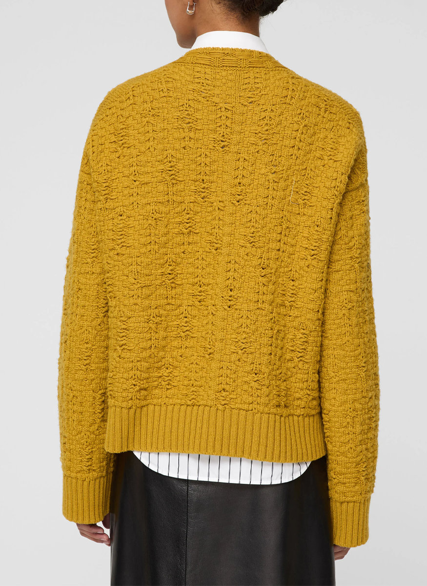 Wool-Cashmere Textured Stitch Crewneck Sweater - Lafayette 148 New York