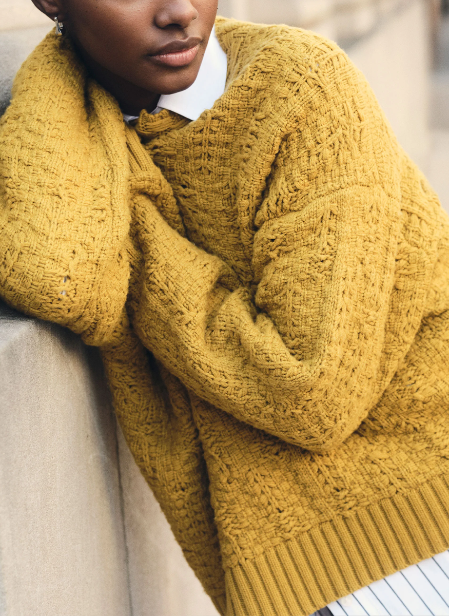 Wool-Cashmere Textured Stitch Crewneck Sweater - Lafayette 148 New York