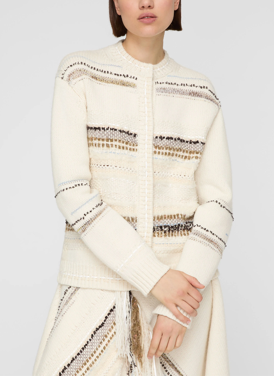 Merino Wool-Cashmere Knit & Handwoven Cardigan - Lafayette 148 New York