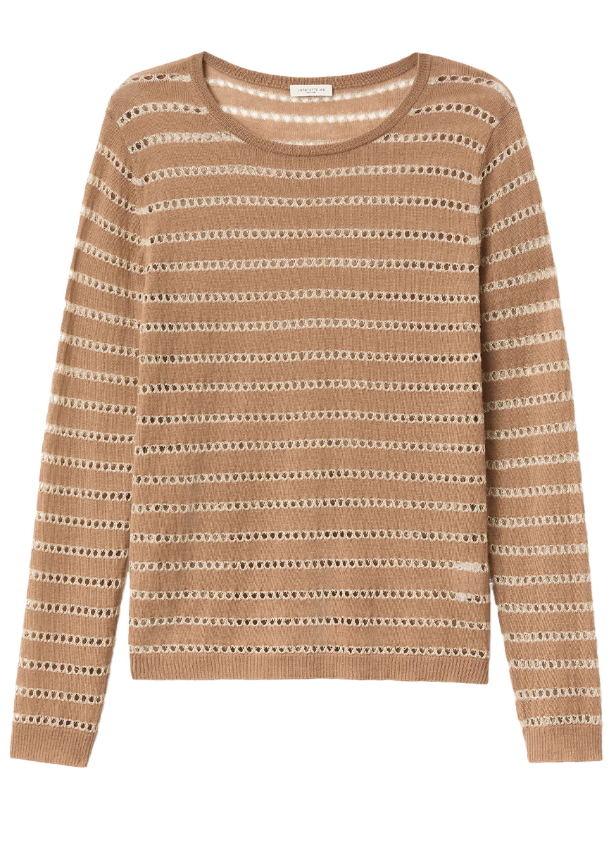 Metallic Stripe Fine Gauge Cashmere Sweater