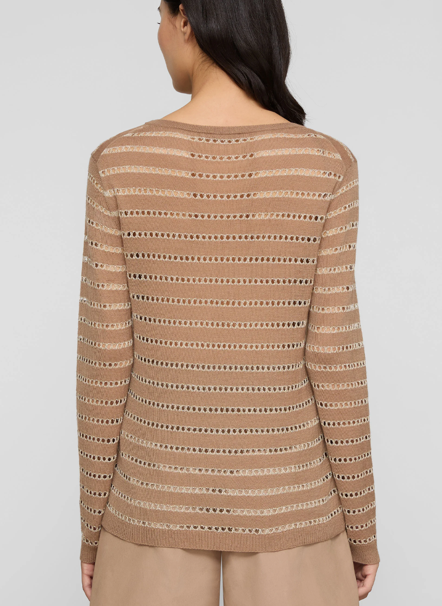 Metallic Stripe Fine Gauge Cashmere Sweater - Lafayette 148 New York