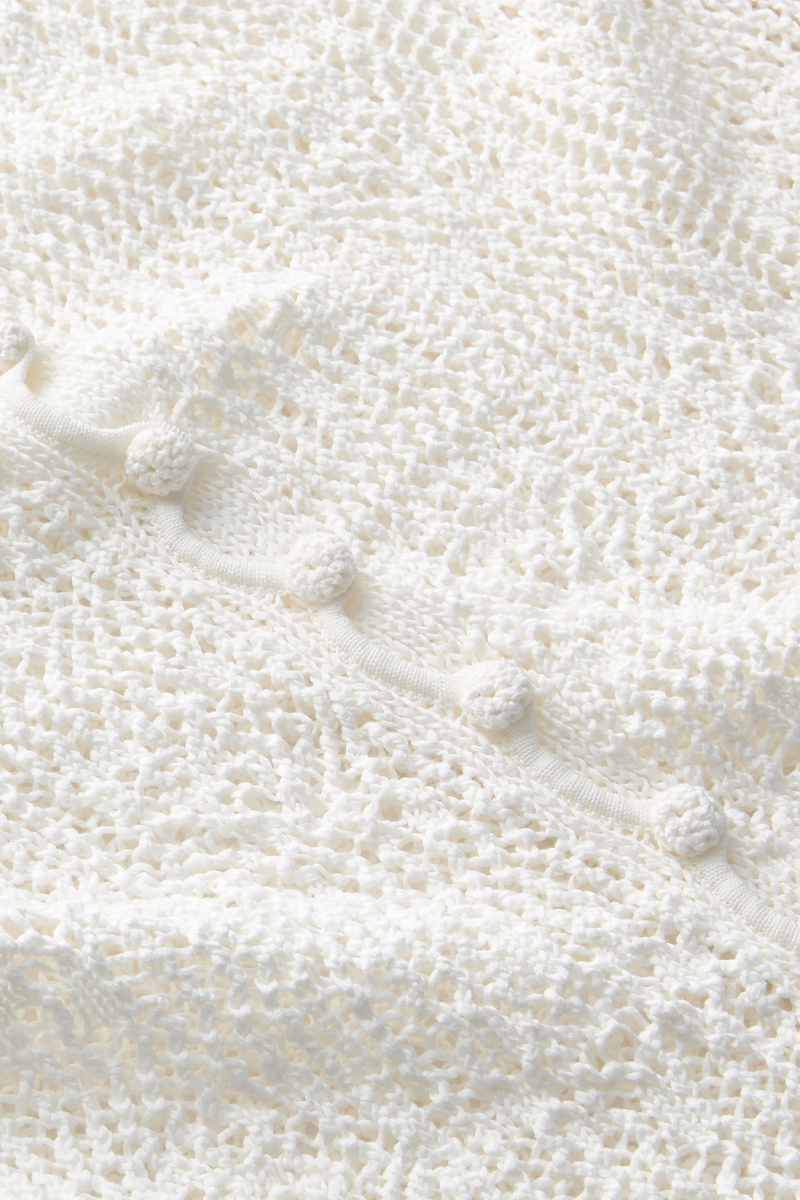 Cotton Tape Lace Stitch Buttoned Sweater - Lafayette 148 New York