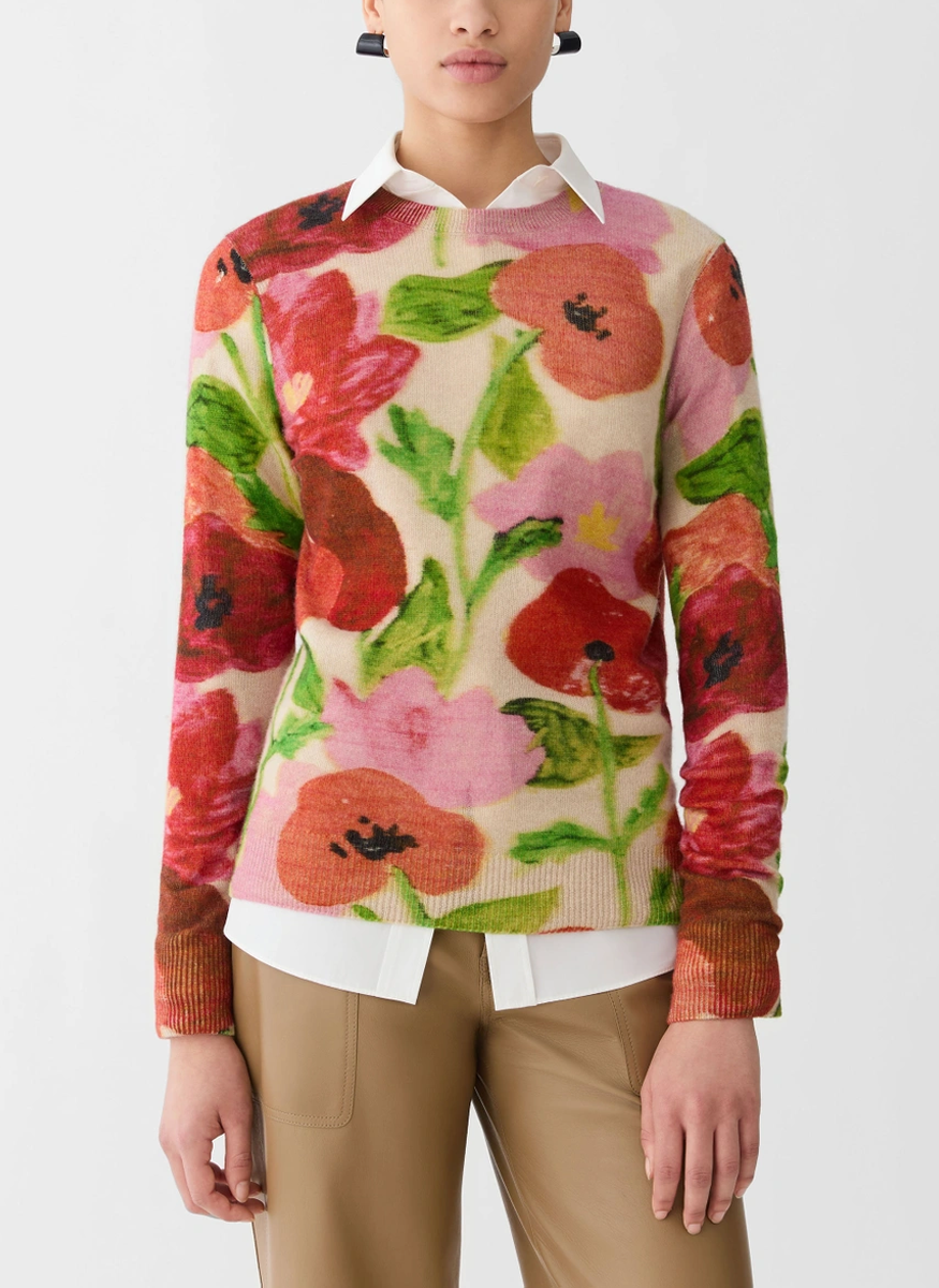 Blossom Print Cashmere Sweater - Lafayette 148 New York