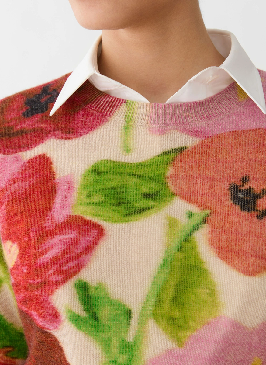 Blossom Print Cashmere Sweater - Lafayette 148 New York