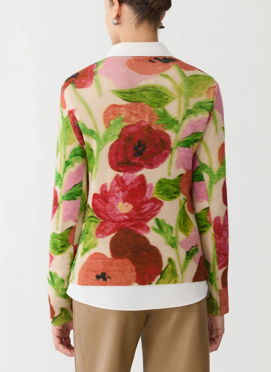 Blossom Print Cashmere Sweater - Lafayette 148 New York