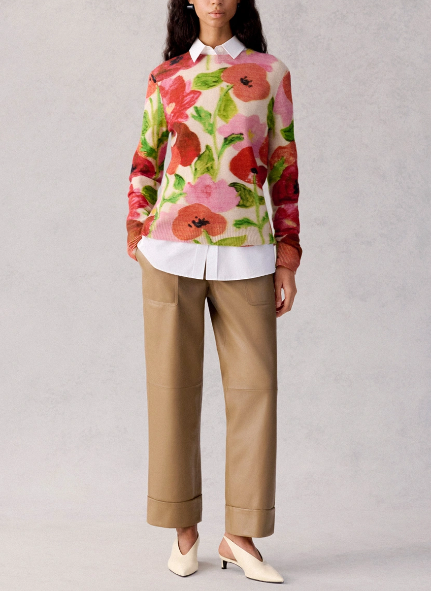 Blossom Print Cashmere Sweater - Lafayette 148 New York