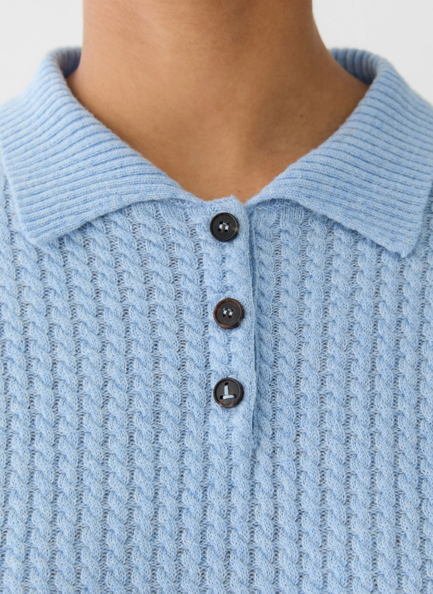 Cashmere Cable Knit Polo T-Shirt - Lafayette 148 New York