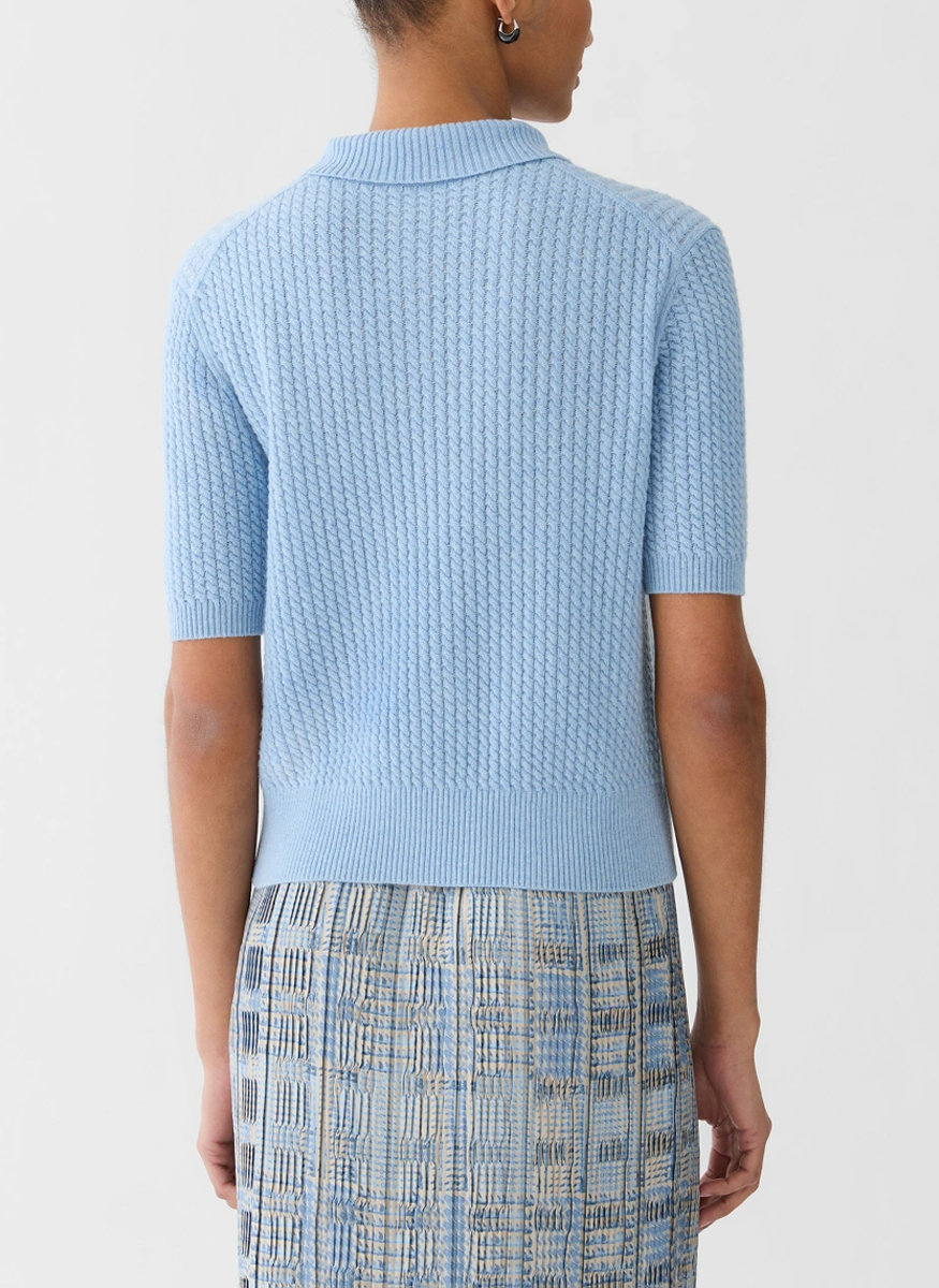 Cashmere Cable Knit Polo T-Shirt - Lafayette 148 New York
