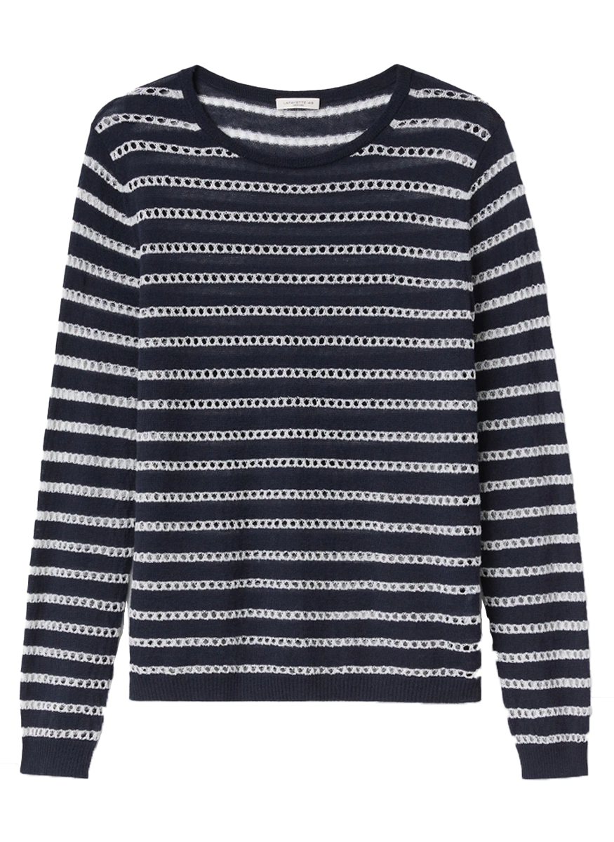 Metallic Stripe Fine Gauge Cashmere Sweater