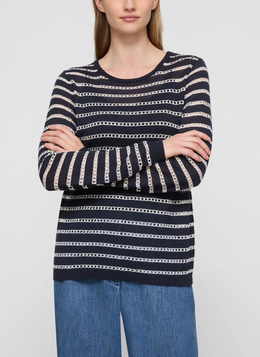 Metallic Stripe Fine Gauge Cashmere Sweater