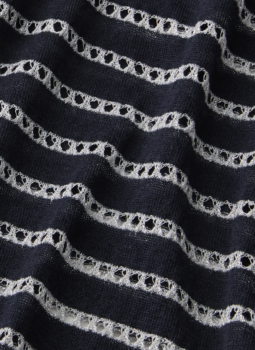Metallic Stripe Fine Gauge Cashmere Sweater - Lafayette 148 New York