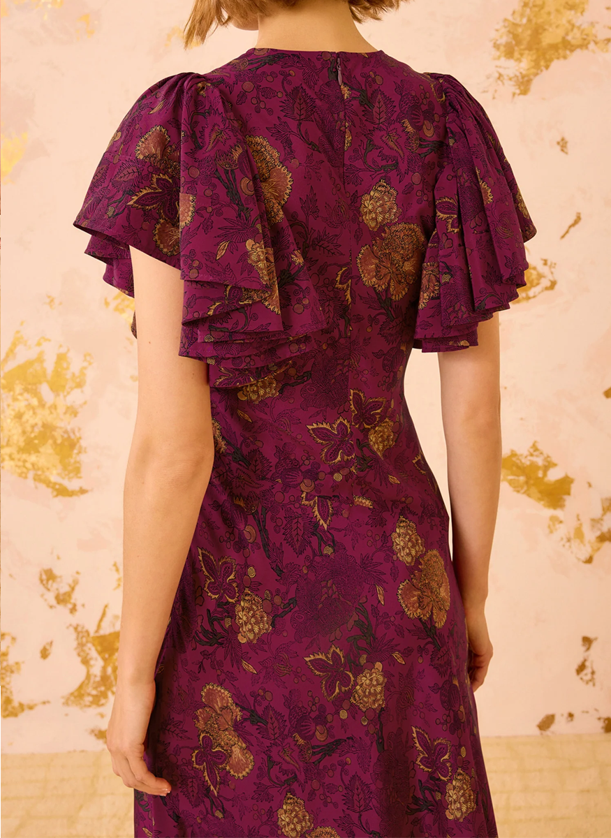 Mariam Silk Bias Cut Flutter Sleeve Dress - Ulla Johnson