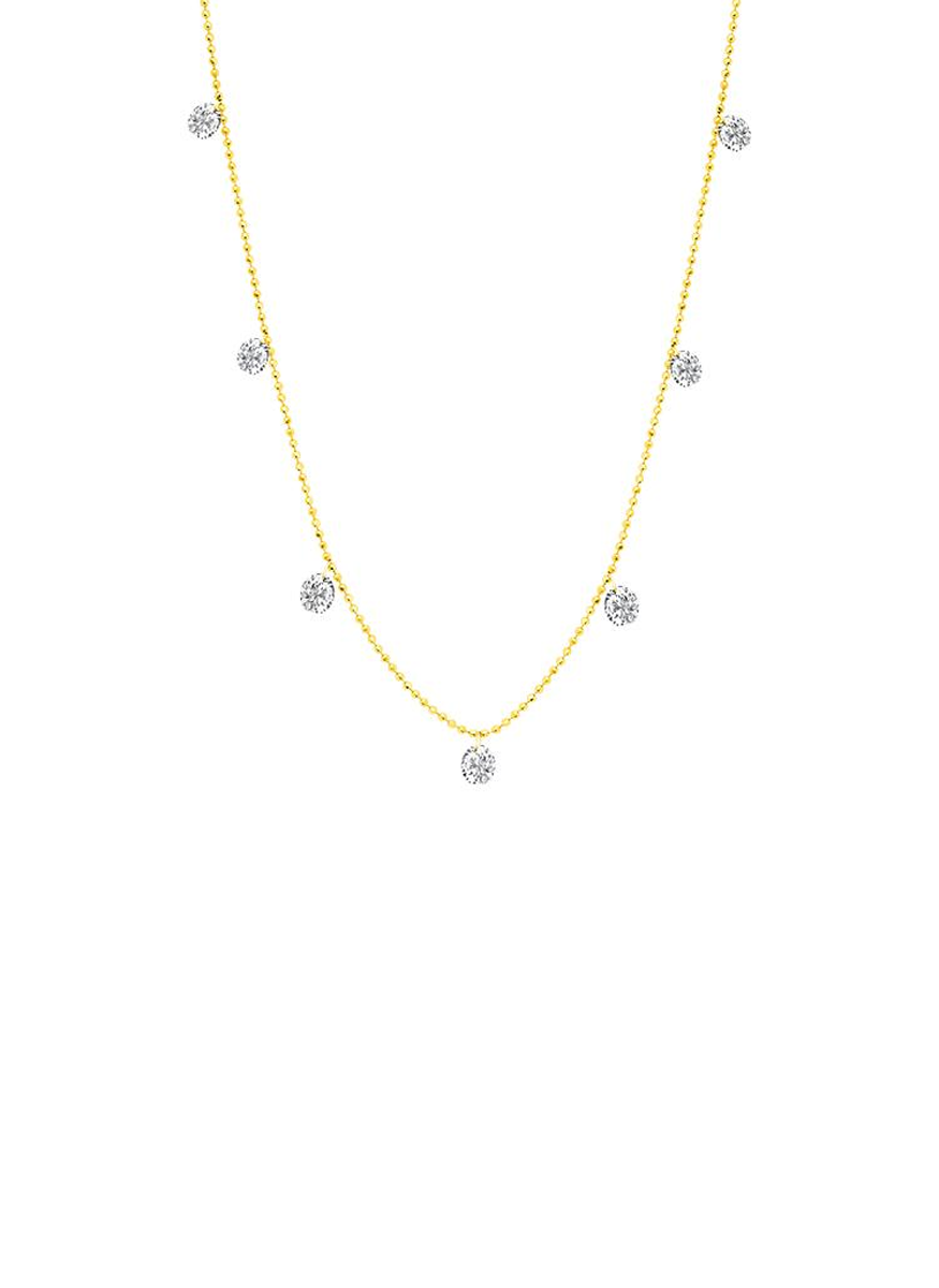 Floating Diamonds Necklace, Small, Yellow Gold