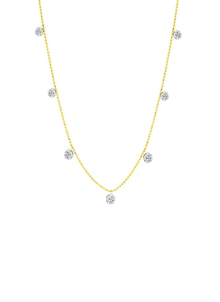 Floating Diamonds Necklace, Medium, Yellow Gold