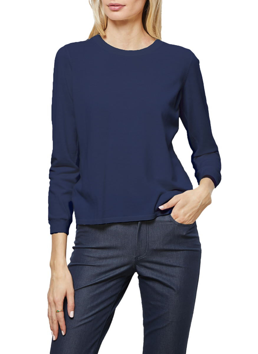 Cashmere Silk Sweater in Navy