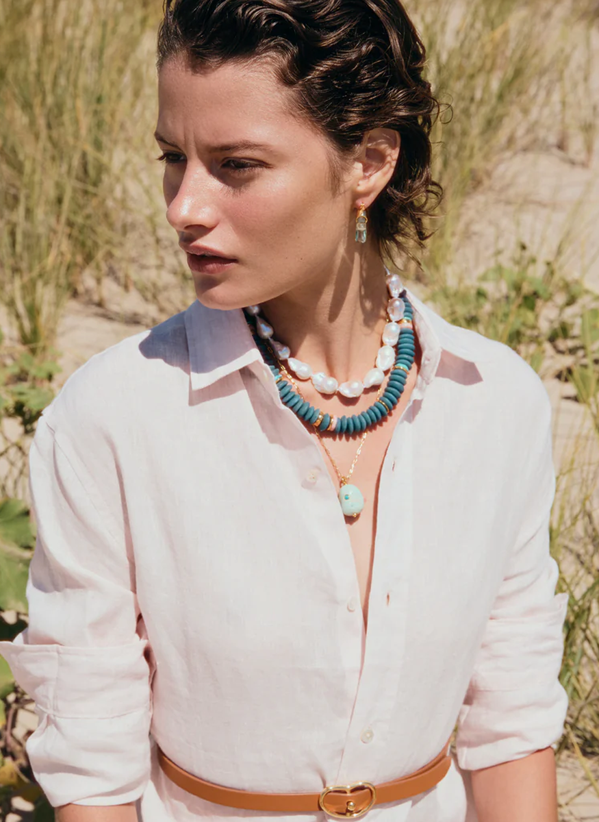 Mini Organic Hoops in Aqua - Lizzie Fortunato