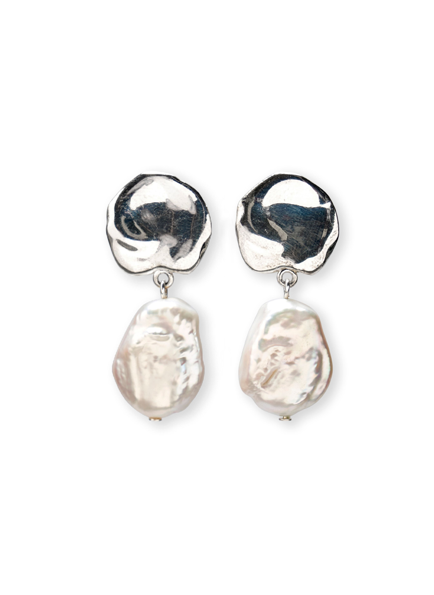 Coin Reflection Earrings in Silver