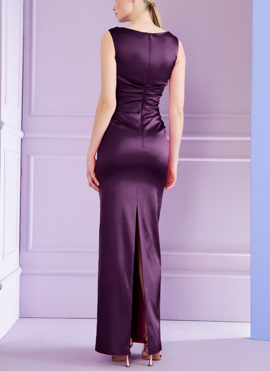 Evening Gown in Claret Stretch Satin Duchesse