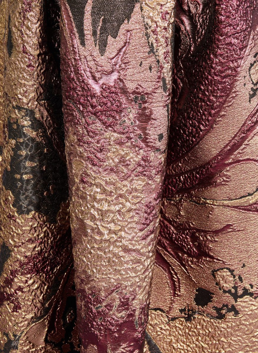 Evening Gown in Bronze Magnolia Jacquard - Talbot Runhof