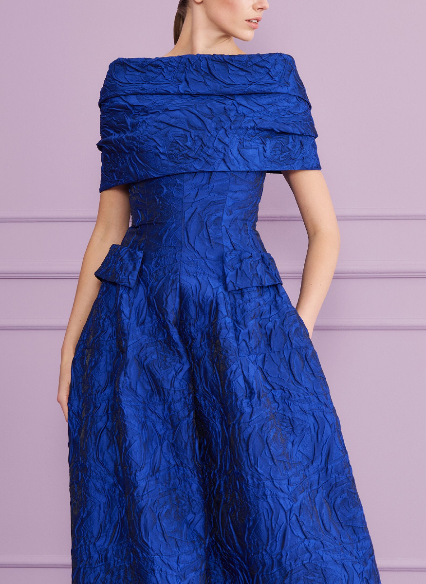 Ball Gown and Stole in Poiret Rose Jacquard - Talbot Runhof