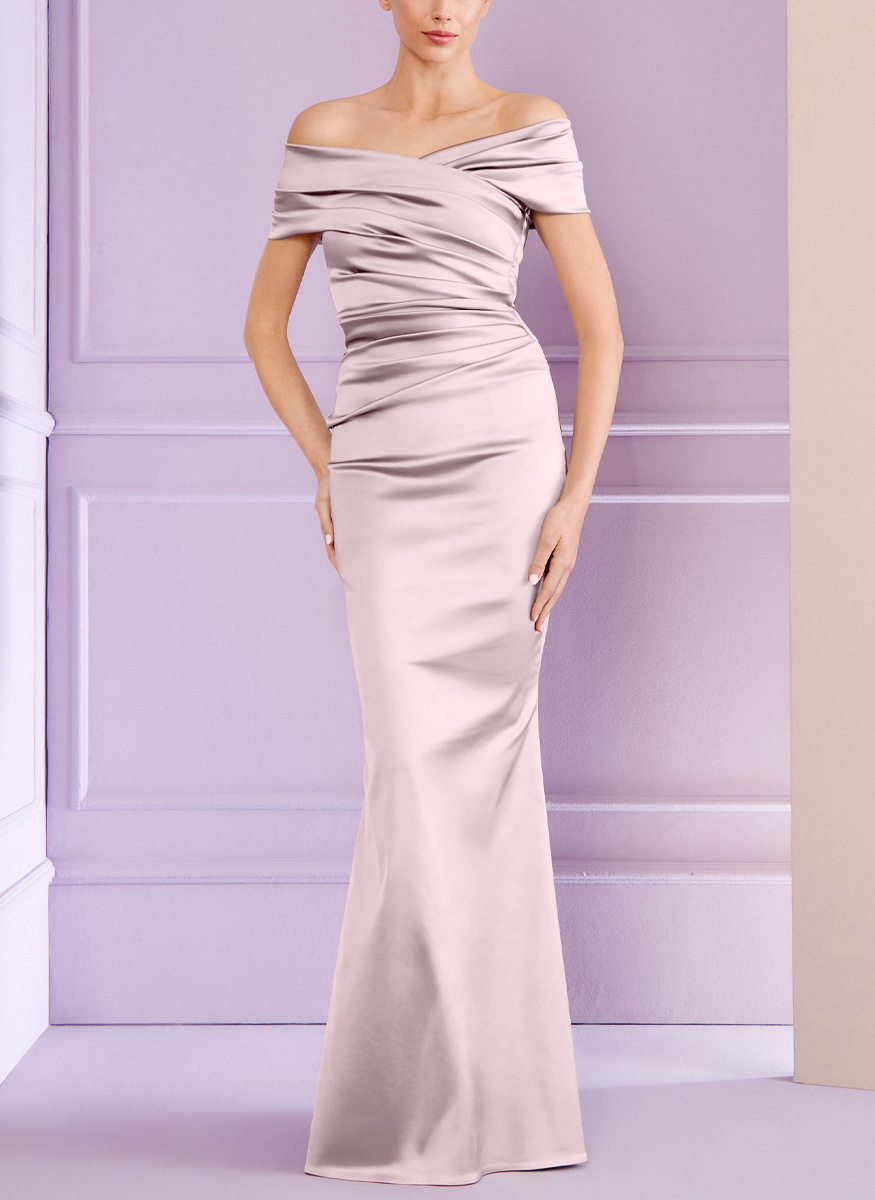 Evening Gown in Marble Stretch Satin Duchesse