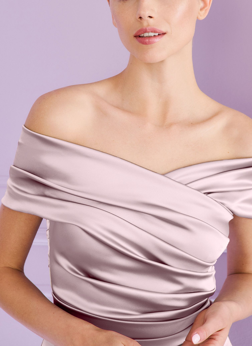 Evening Gown in Marble Stretch Satin Duchesse - Talbot Runhof
