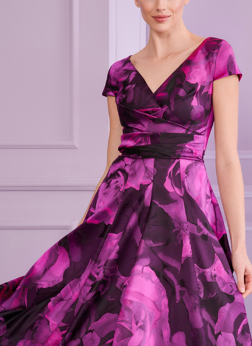 Rose Jacquard Vneck Gown - Talbot Runhof