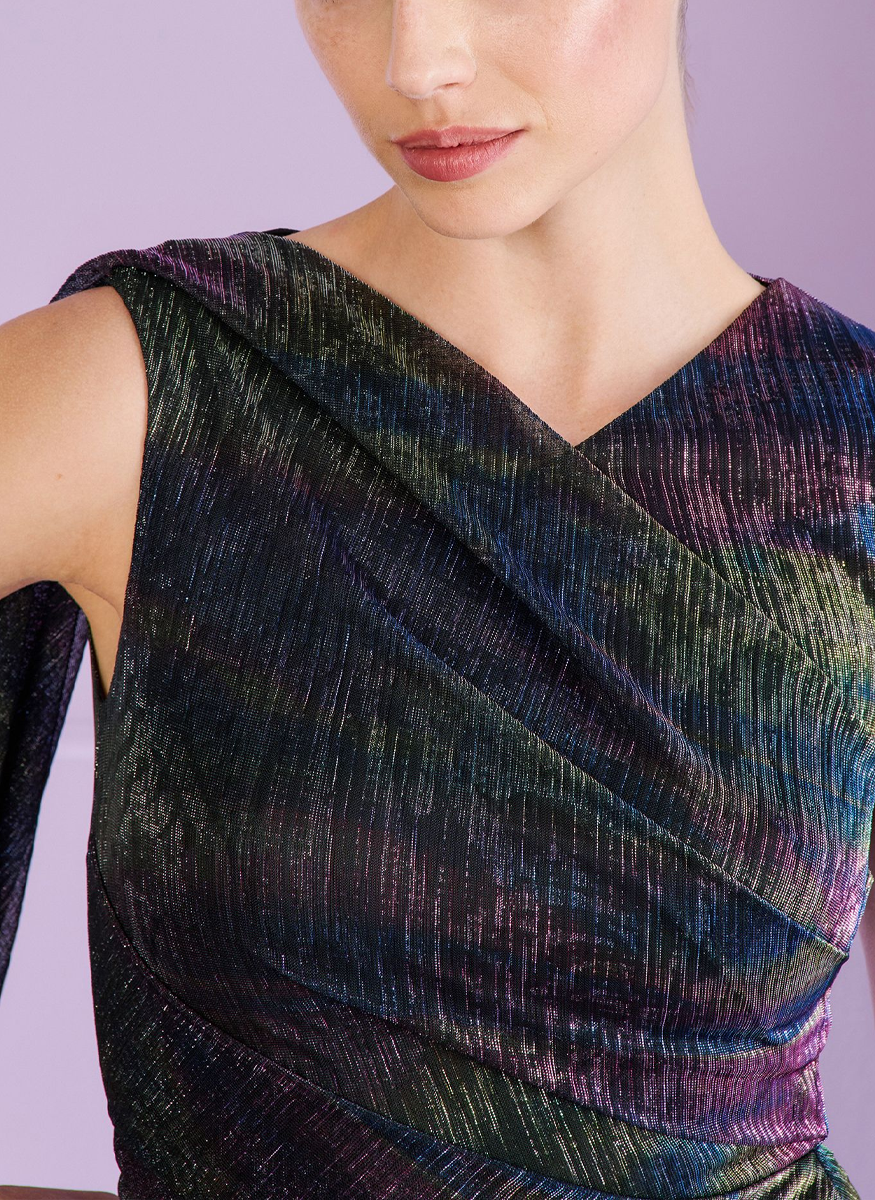 Mystery Metallic Voile Sleeveless Gown - Talbot Runhof