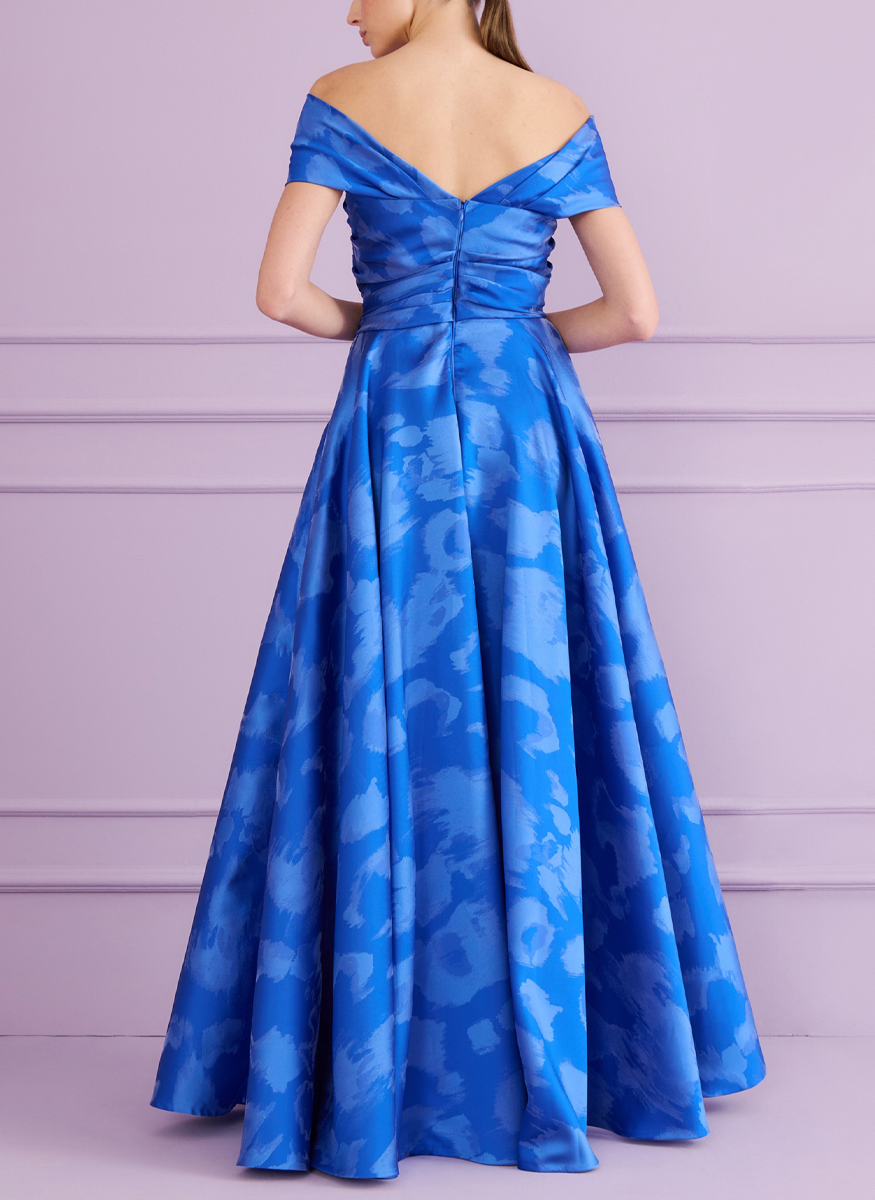 Soft Jacquard Off the Shoulder Gown