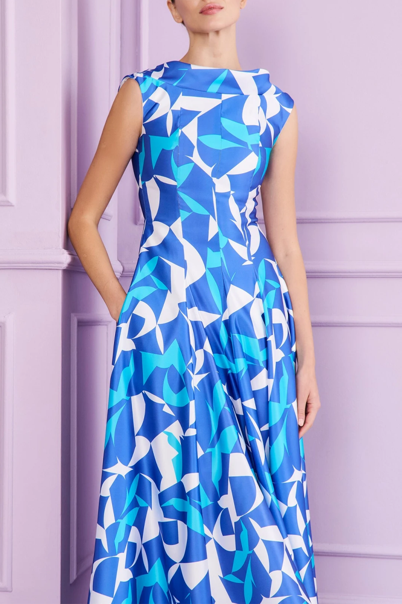 Retrol Petal Duchesse Cocktail Dress US10 / PERIWINK