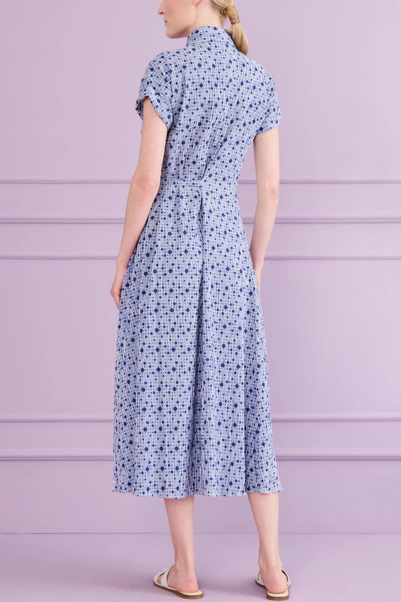 Dotline Seersucker Dress - Talbot Runhof