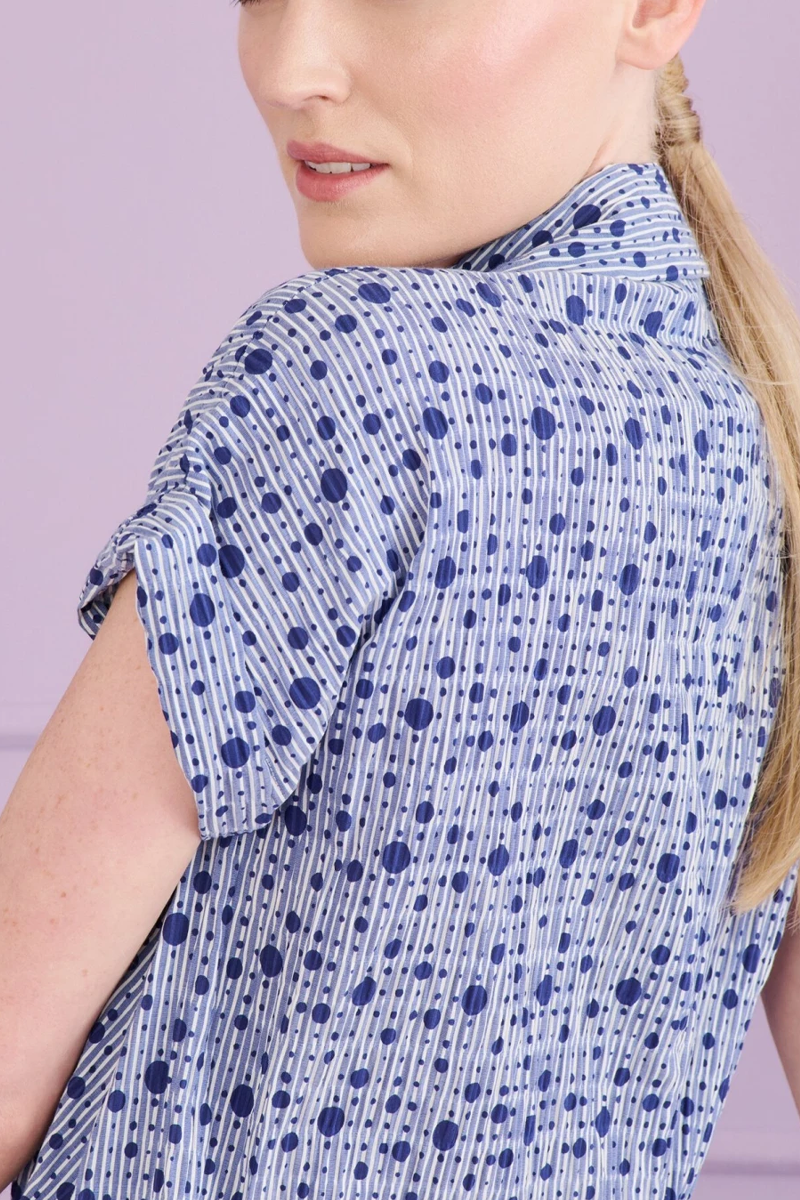 Dotline Seersucker Dress - Talbot Runhof