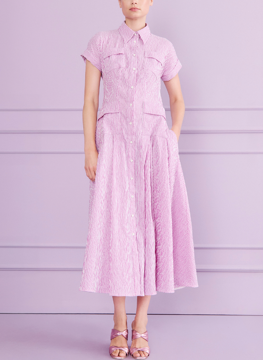 Seersucker Midi Dress