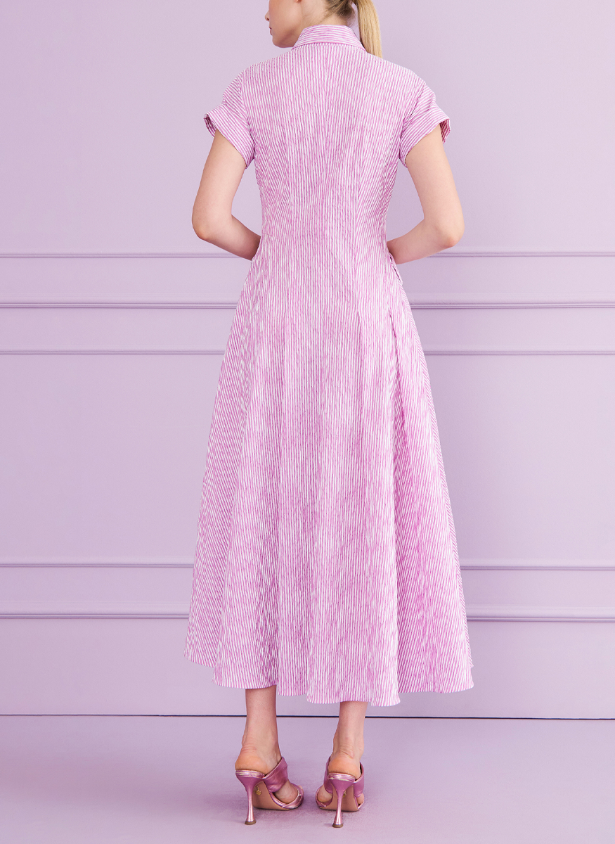 Seersucker Midi Dress - Talbot Runhof